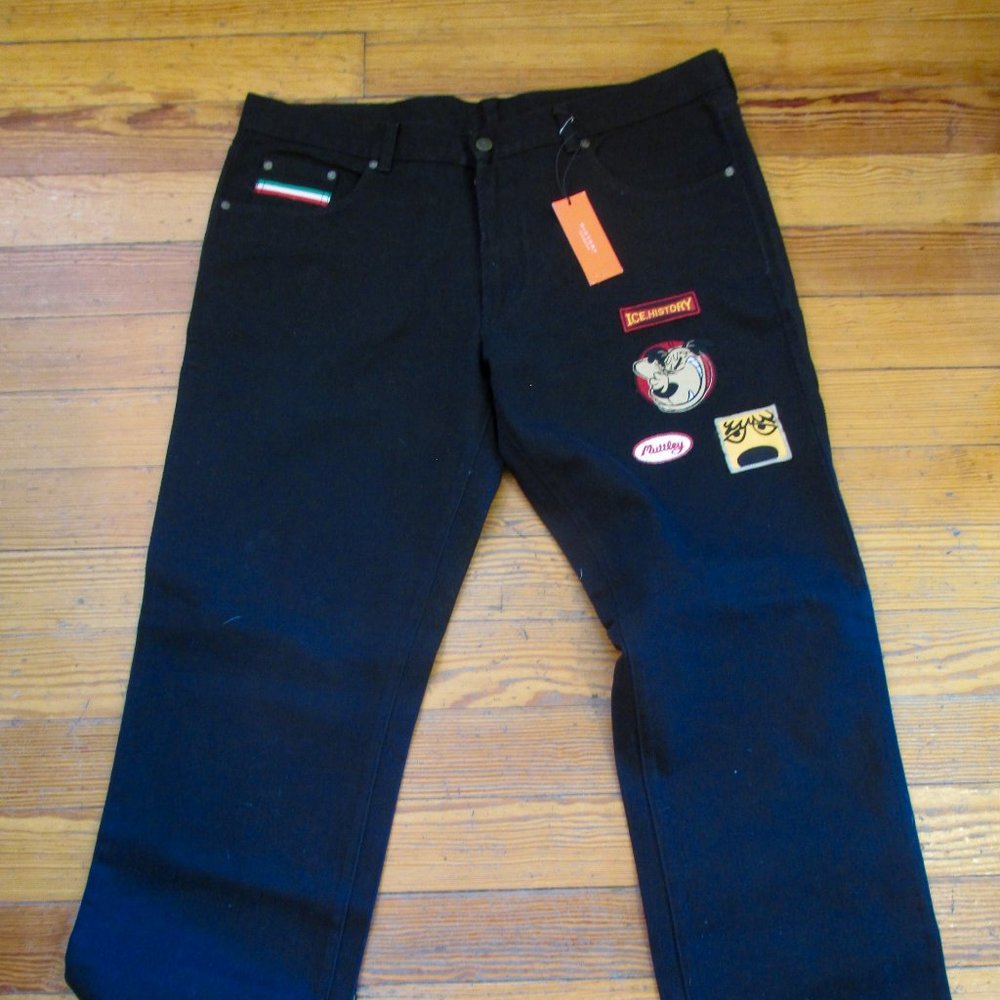 NWT- Iceberg History "Wacky Racers" Muttley Jean size 40 waist, Black denim